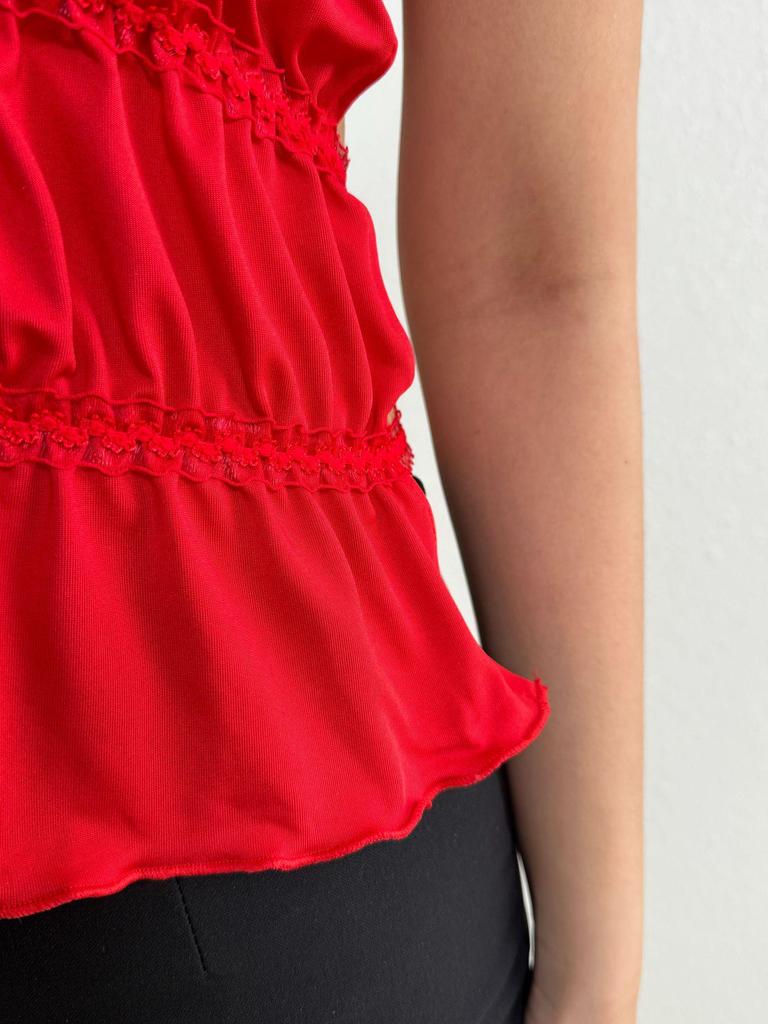 2026 Summer Solid Color Pleated Halter Neck Women's Open Back Lace-up Top