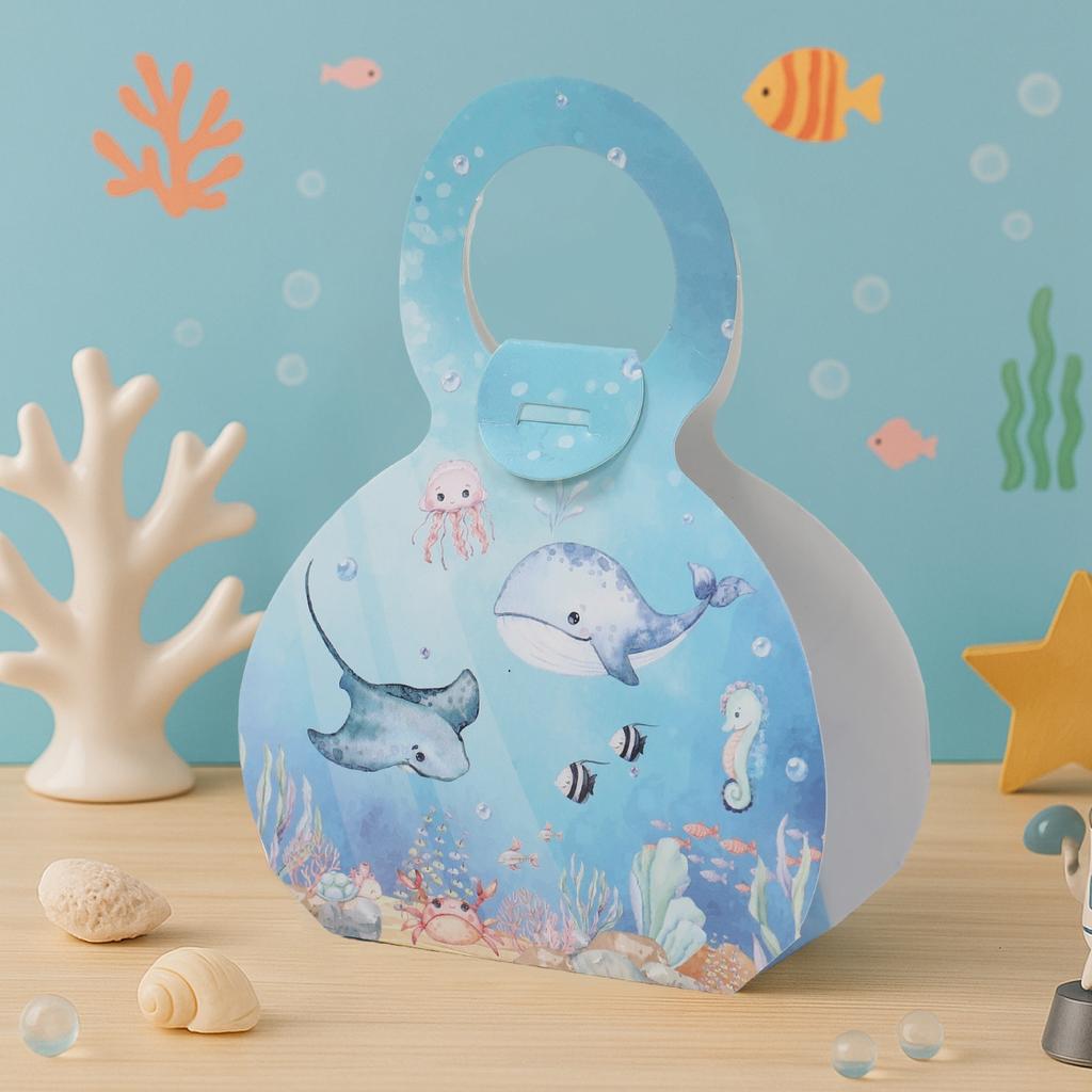Undersea Animals Hand-held Box Happy 1st Birthday Party Decor Kids Favors Gift Packaging Box Under the Sea Baby Shower Supplies