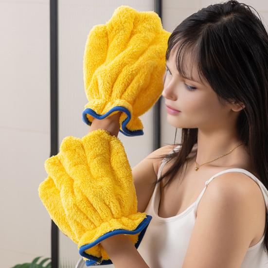 Haartrockenhandschuhe Saugfähig Schnelltrocknend Stylinghandschuhe Haartrockentuch Alternative Weiche Flauschige Fäustlinge für Alle Haartypen