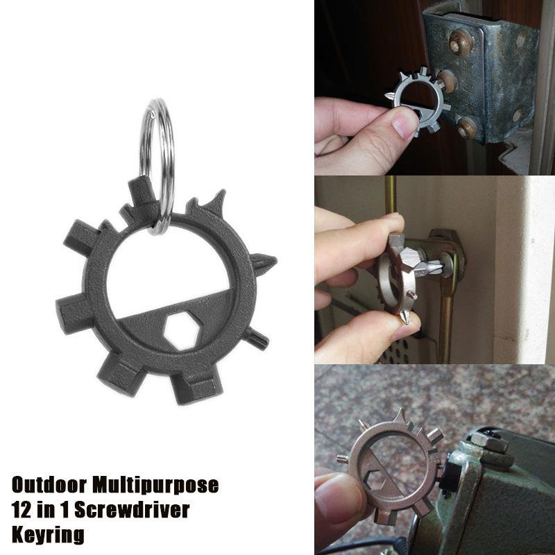 12 Functions Screwdriver Keyring Bottle Opener Bike Adjust Outdoor Survival Tool