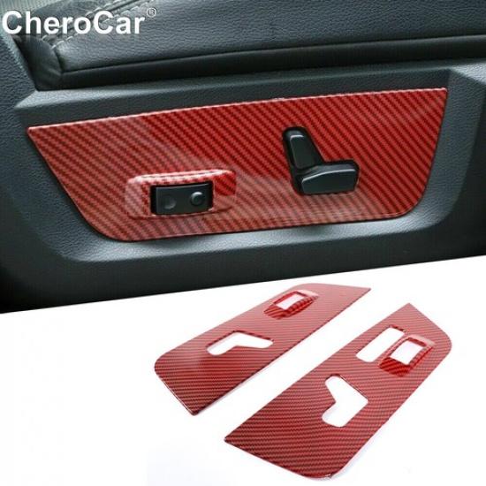 

Electric Seat Adjust Switch Button Panel Trim for Dodge RAM 2010-17 Red Carbon