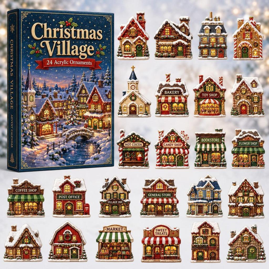 24-Day Mini Christmas Brick Ornament Advent Calendar,Unique Designs, Buildable Bricks, Hanging Loops Included, Holiday Countdown