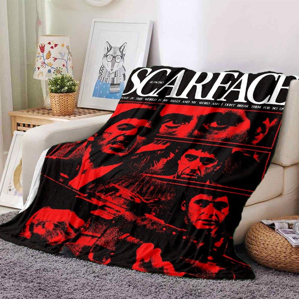 

1pc Scarface-Inspired Flannel Blanket - Soft Cozy All-Season Throw for Bedroom, Sofa, Camping, Travel - Perfect Gift for Movie FansB32 80cmx120cm(31inx47in)