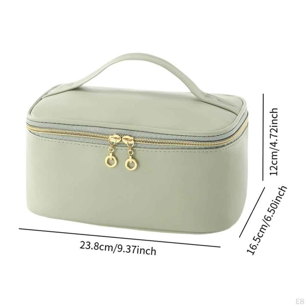 Cosmetic Bag Organizer Lightweight Pouch Essentials with Handle and Divider PU Portable Polyester