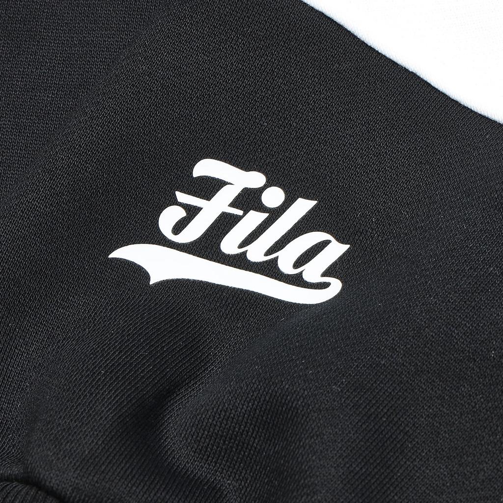 Fila Fusion Color Block American Vintage Loose Fit Hoodie Women hoodies Black T11W342206F-BK