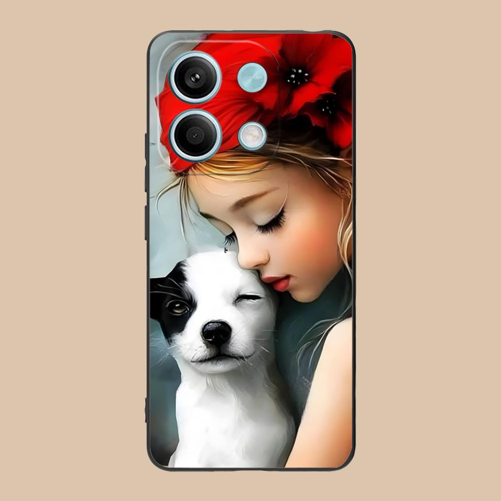 Girl Dog Puppy Matte TPU Mobile Phone Case for Xiaomi 15 14 13 12 Mi 11 T Ultra Lite Pro S X 5G Colorful Printing Cover