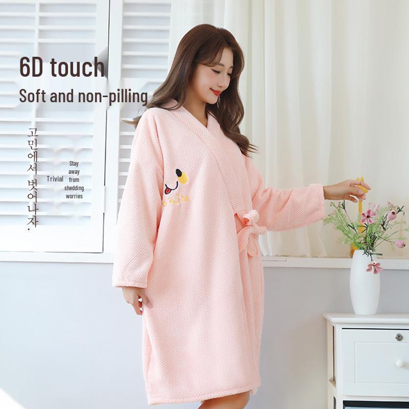 Women's Wearable Bathrobe: Soft, Absorbent, Thick, Long Sleeve, Tie-up; Perfect for Salon or Home.