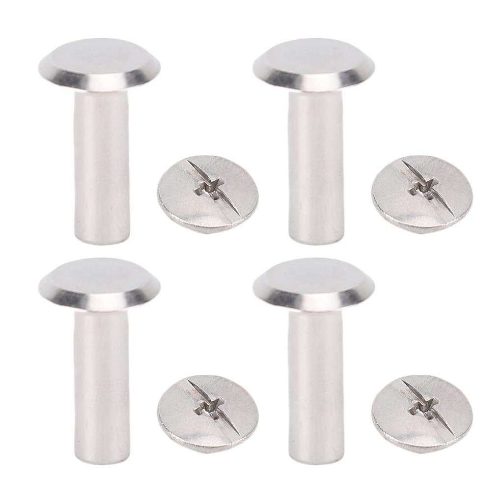100 Juegos Remaches Metálicos Acero Inoxidable Multifuncional M3 Tornillos de Cabeza Redonda Plana Remaches para Cuero