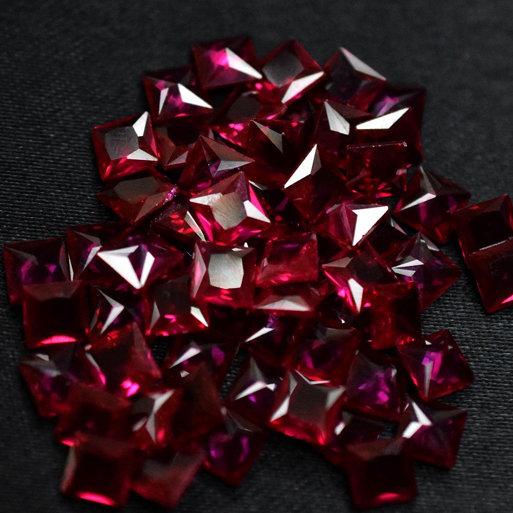 Certified Natural Red Ruby Flawless Square Cut 4 Pcs 5x5 Mm Lot Loose Gemstone Ns-173