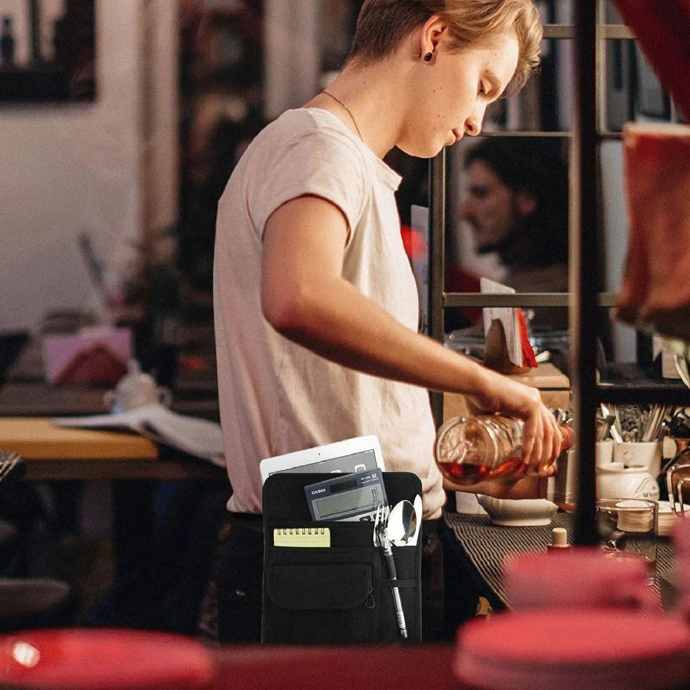 Canvas Restaurant Apron Bag Check Holder Ordering Waist Bag Waiter Waist Money Pouch Bag  Tool bag