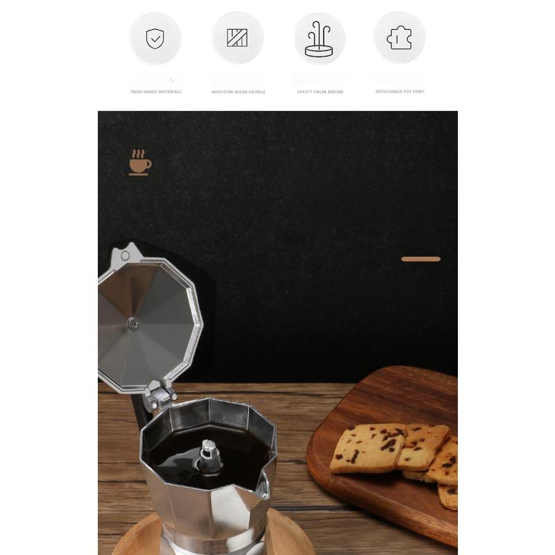 Aluminum Mocha Pot for Household Kitchen Espresso Machine Octagonal Mocha Pot