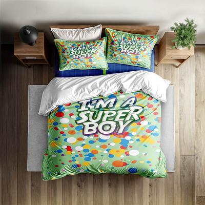 I Am Super Boy Slogan Duvet Cover Set Without Sheet King Queen Double Full Twin Single Size Bed Linen Set