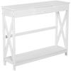 Mesa Consola Mesa de Entrada Con 1 Cajón + 1 Estante Dim. 100L X 30A X 81A Cm En Madera Blanco