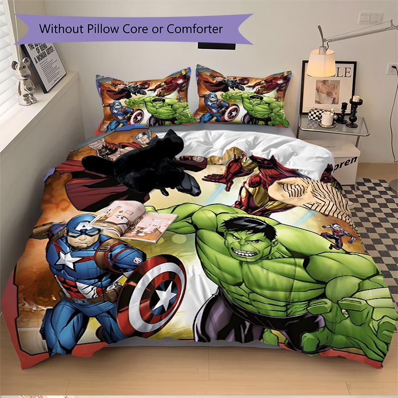 Avengers Heroes United Print 3Pcs Bedding Setduvet Cover With 2 Bedropillowcase Home Birthday Gift