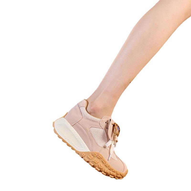 8588 thick-soled leather small waist Forrest Gump shoes women's 2025 autumn new small height increase dad shoes sports shoes