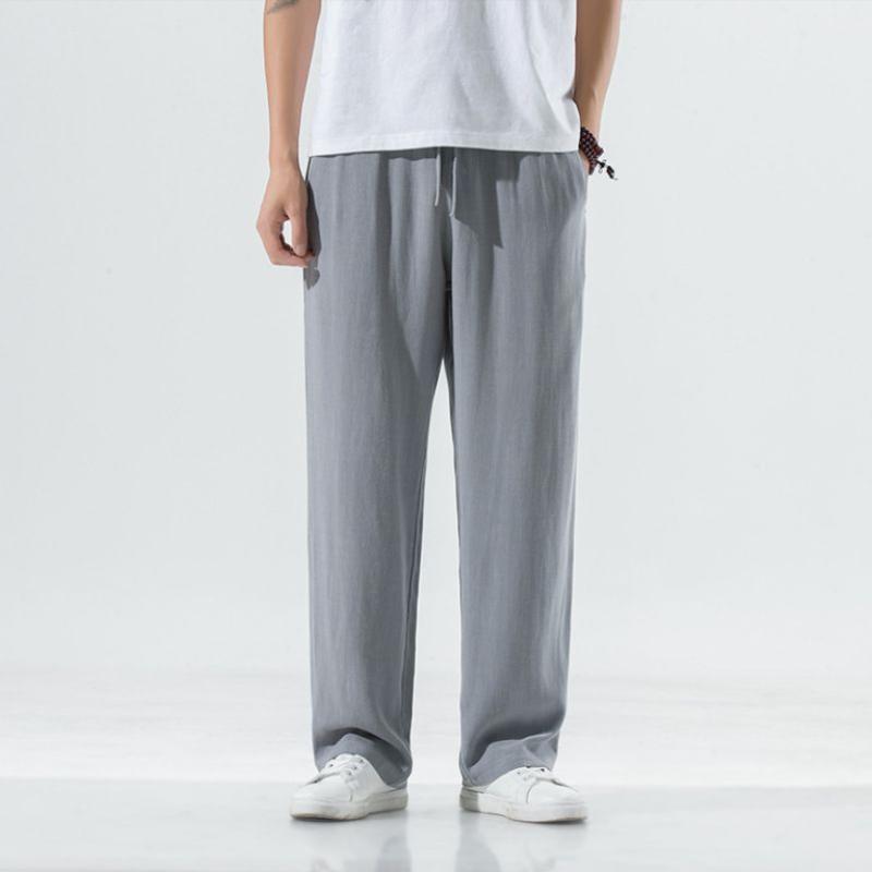 Módní pánské lněné kalhoty, pánské letní tenké kalhoty, prodyšné, široké, ležérní, velké velikosti, značka Tide