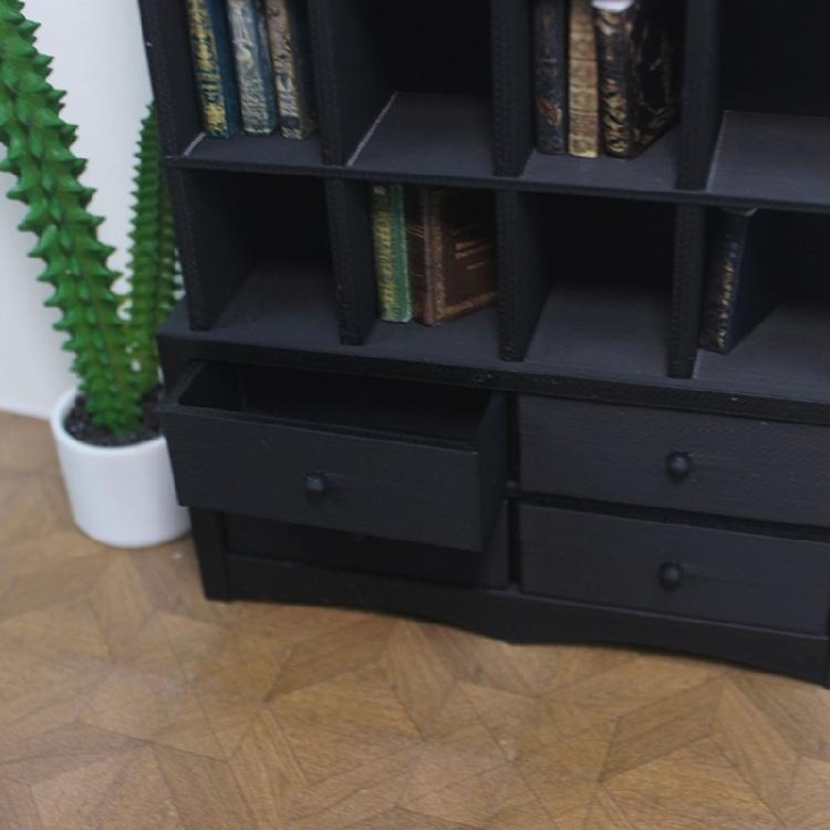 Classical Miniature Bookshelf Cabinet 1/12 Dollhouses Storage Organizer Kids Learning Activity Dollhouses Scene Setting