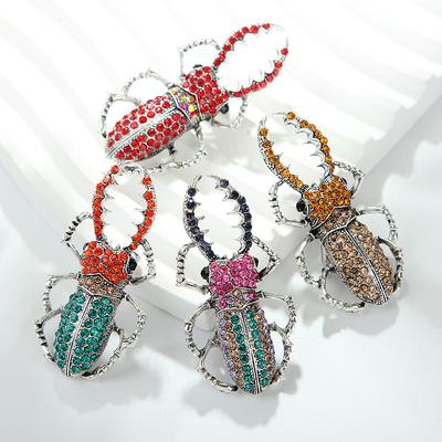Women Men Beetle Crystal Rhinestone Brooch Buckles Insect Badges Pins