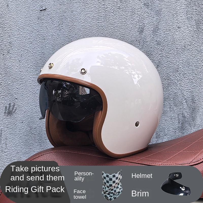 ORZ Motorcycle Helmet 3/4 Open Face Vintage Casco Moto Jet Scooter Bike Helmet Retro DOT approved Casque Motociclismo