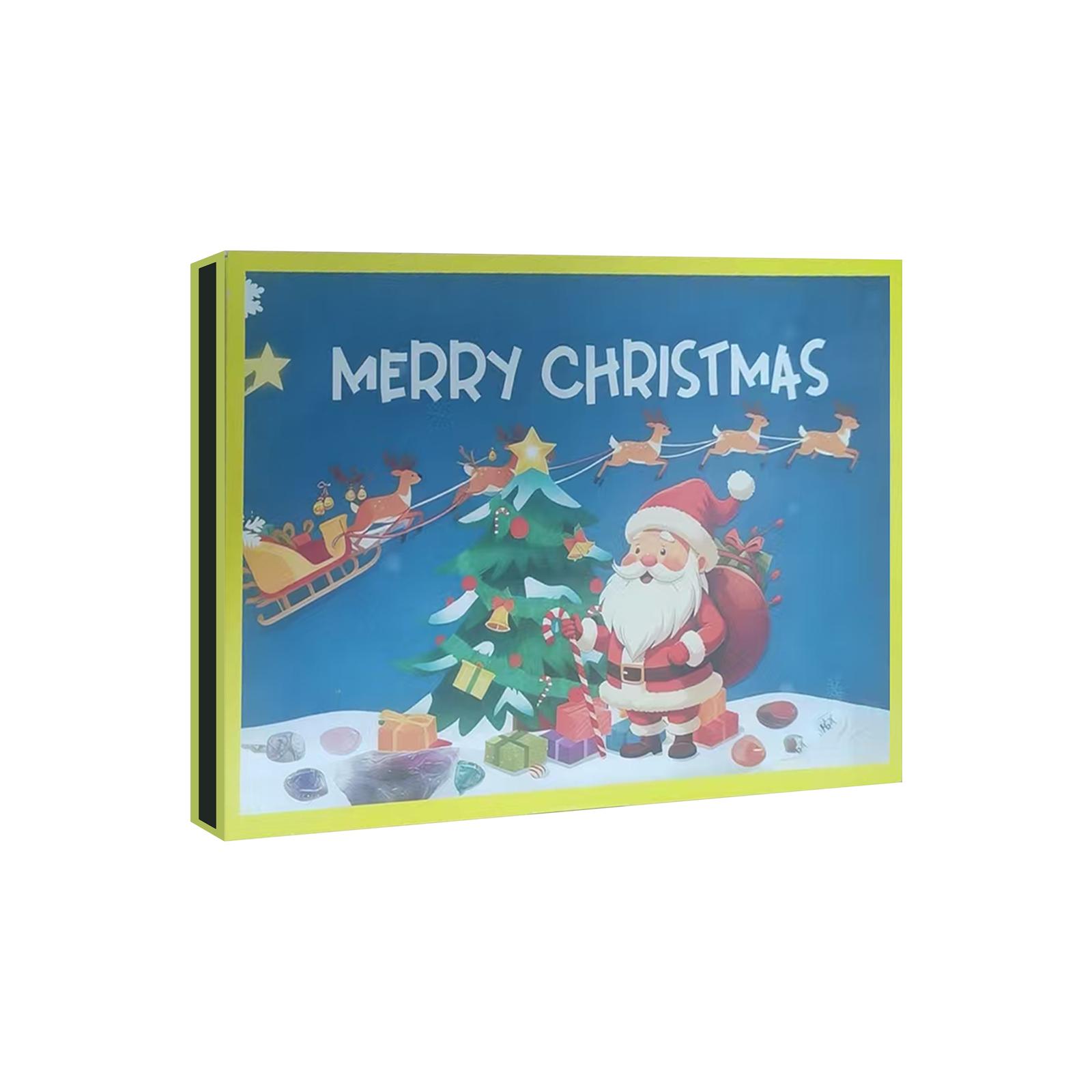 

MERRY CHRISTMAS Crystal Advent Calendar For Kids, 24 Natural Gemstones Stones Advent Calendar With Geographic Gemstone Rocks And Minerals One Size синий