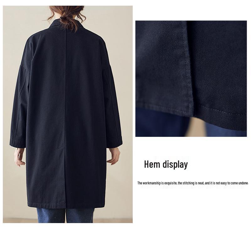 3126 Versatile Mid-Length Women's Trench Coat - 2026 Korean Style, Casual Lapel Jacket, Solid Color, Spring Collection