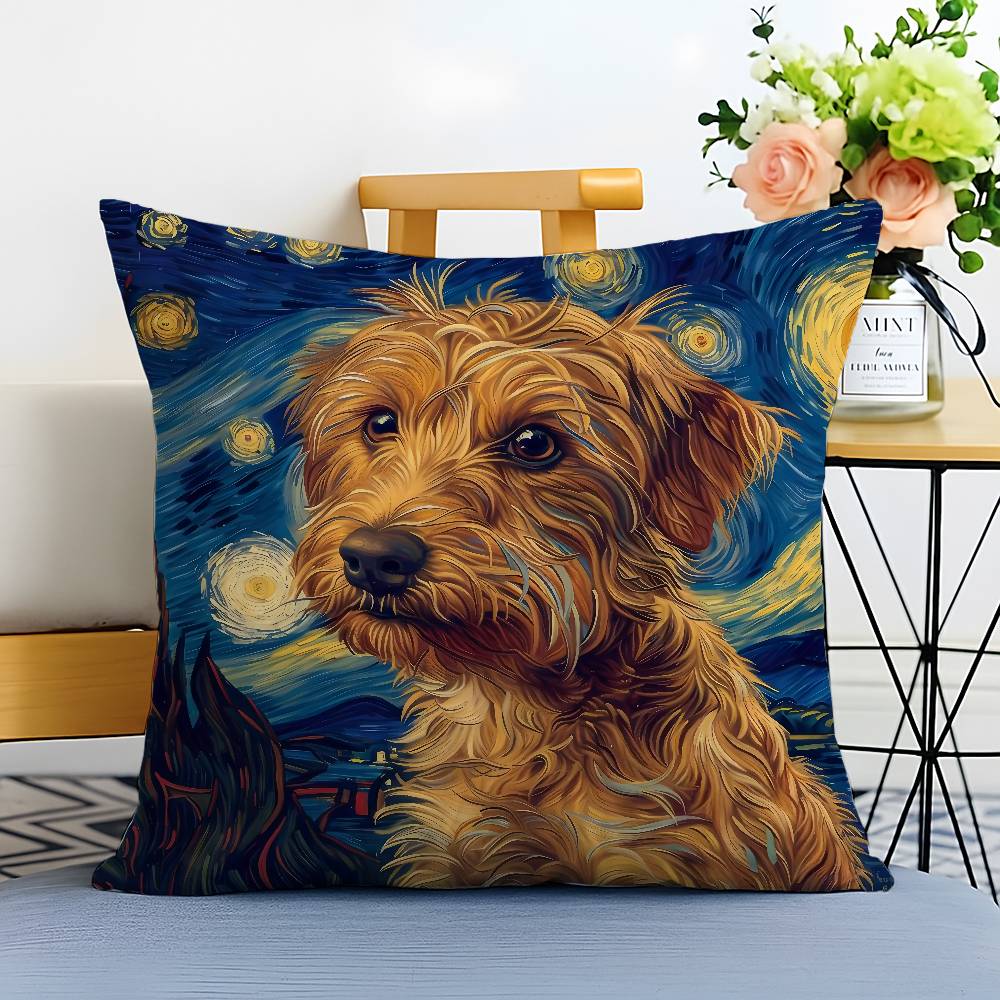 

Creative Cute Starry Sky Puppy Pillow Case Printed Brushed Fleece Pillow Baby Skin-Touch Eco-Friendly Dye-Sublimat 12x12Inch