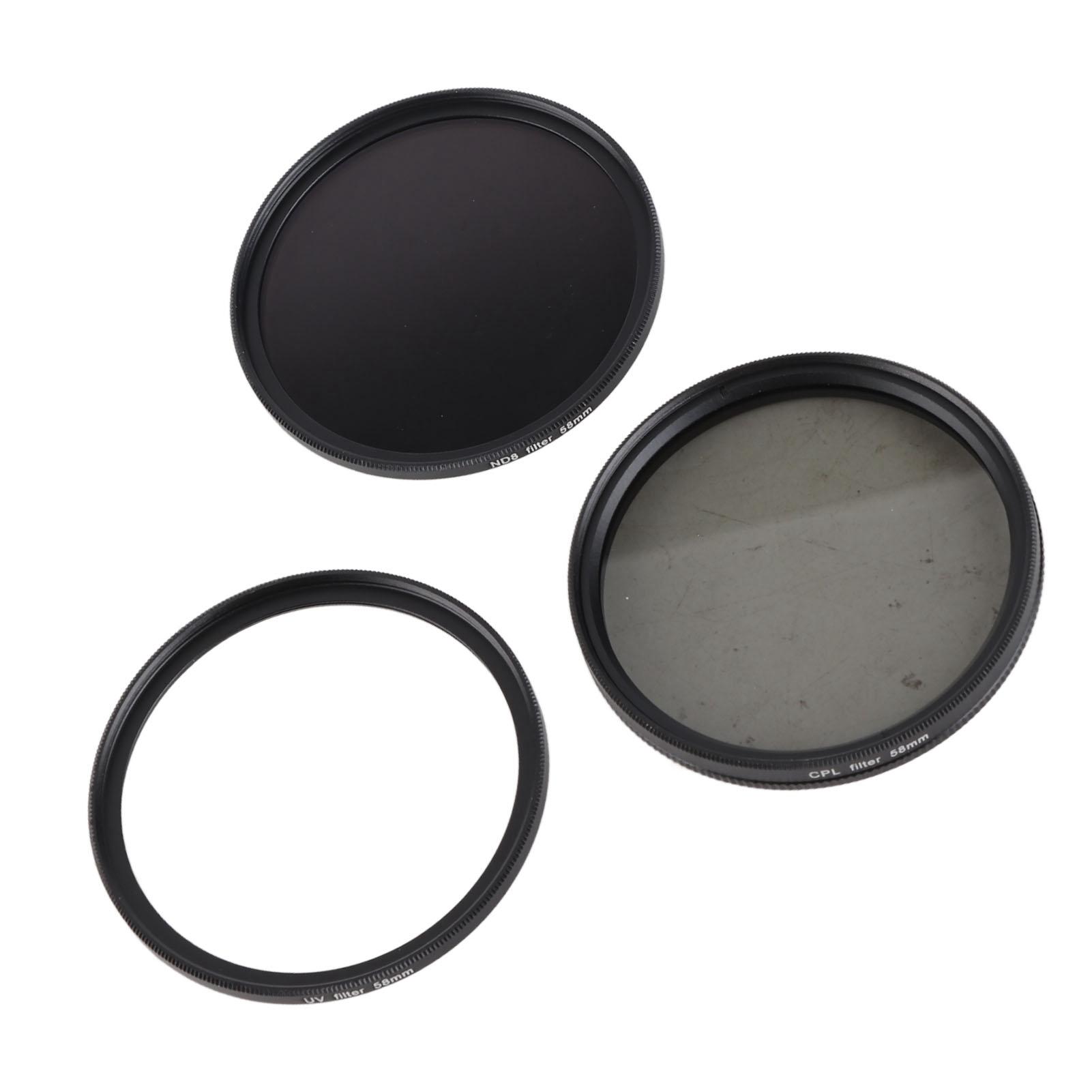 

Набор 3 в 1 Камерный фильтр UV CPL ND8 Оптическое стекло Алюминиевый сплав Защита от отпечатков пальцев Объектив для зеркальной камеры 58MM