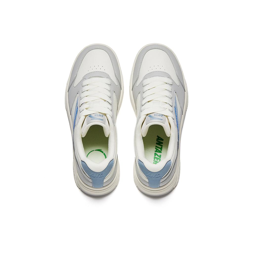 Anta Street Fun Sports Casual Height Increasing Wear Resistant Lightweight Non Slip Low Top Skate Shoes Women Sneakers White Gray Blue 922518007-2