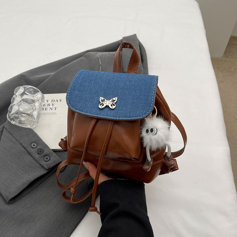 

Niche design denim backpack 2025 girl bag new high fashion retro schoolbag travel small backpack