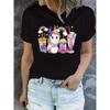 Womens Rainbow Unicorn Print T Shirt Short Sleeve Crew Neck Summer Spring Casual Top