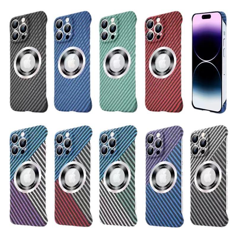 Applicable iPhone11promax borderless carbon fiber pattern magnetic mobile phone case Apple 11 magnifying glass 11 sheath