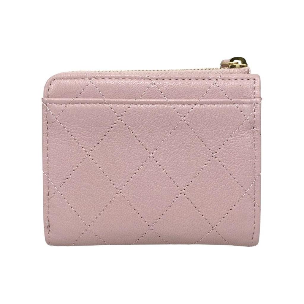 Used Chanel Card Case Coin Case L-Zip Compact Wallet AP4921 Matelasse Coco Mark Pink CHANEL