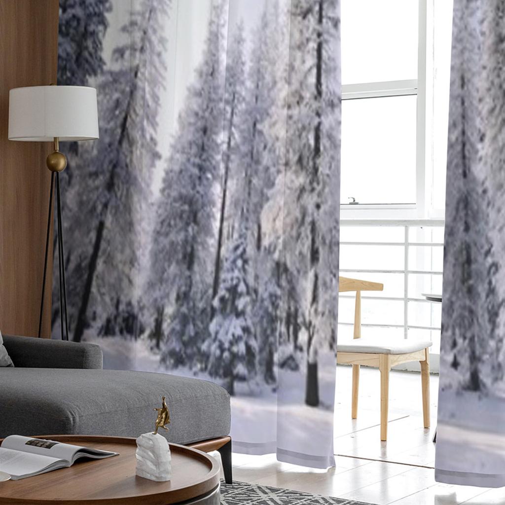 Winter Forest Tatra Mountains Poland Sheer Curtains for Living Room Transparent Tulle Window Curtain Bedroom Kitchen Veil Drapes