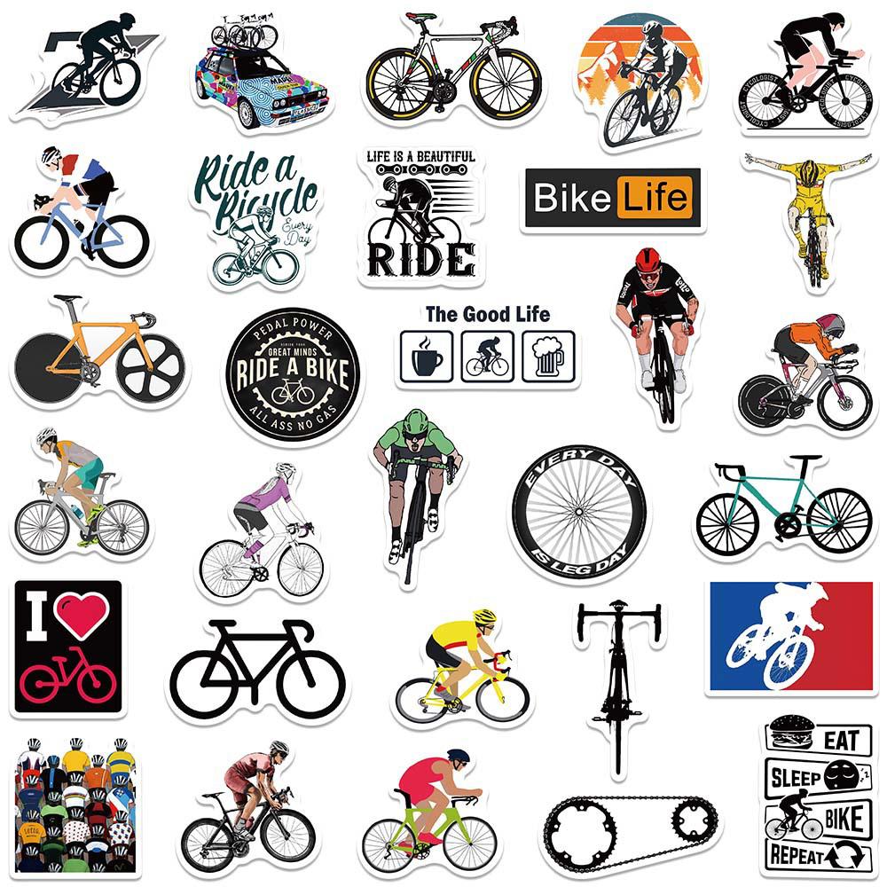 10/30/60pcs Cool Mountain Road Bike Graffiti Stickers Cartoon Riding Inspirational Sticker Motorcycle Helmet Phone Decals Decor