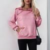 Autumn Winter Velvet Pink Hooded Sweatshirt Harajuku Vintage Solid Hoodies Women Clothes Long Sleeve Zipper Oversized Y2k Hoodie