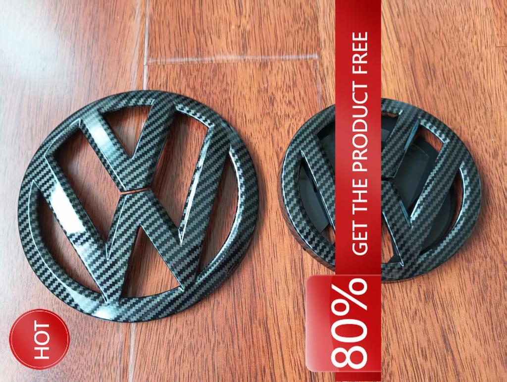 BAJH3 2025 Hot Black 13.5CM Front & 11CM Rear Emblems with Carbon Fiber Pattern for Volkswagen MK7 GTI Golf Replacement