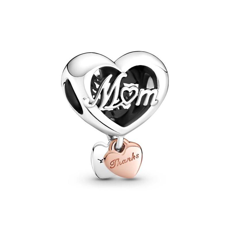 Love You Mum, Dad, Friend, Sister, Family Heart Charm Bead fit European Original Silver Bracelet DIY Jewelry Gift for Women