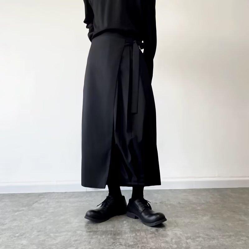 

2026 Men Black Harem Pants Black Samurai Pants Men Loose Straight-Leg Pants Chinese Style Male Casual Streetwear Trousers 3XL чорний