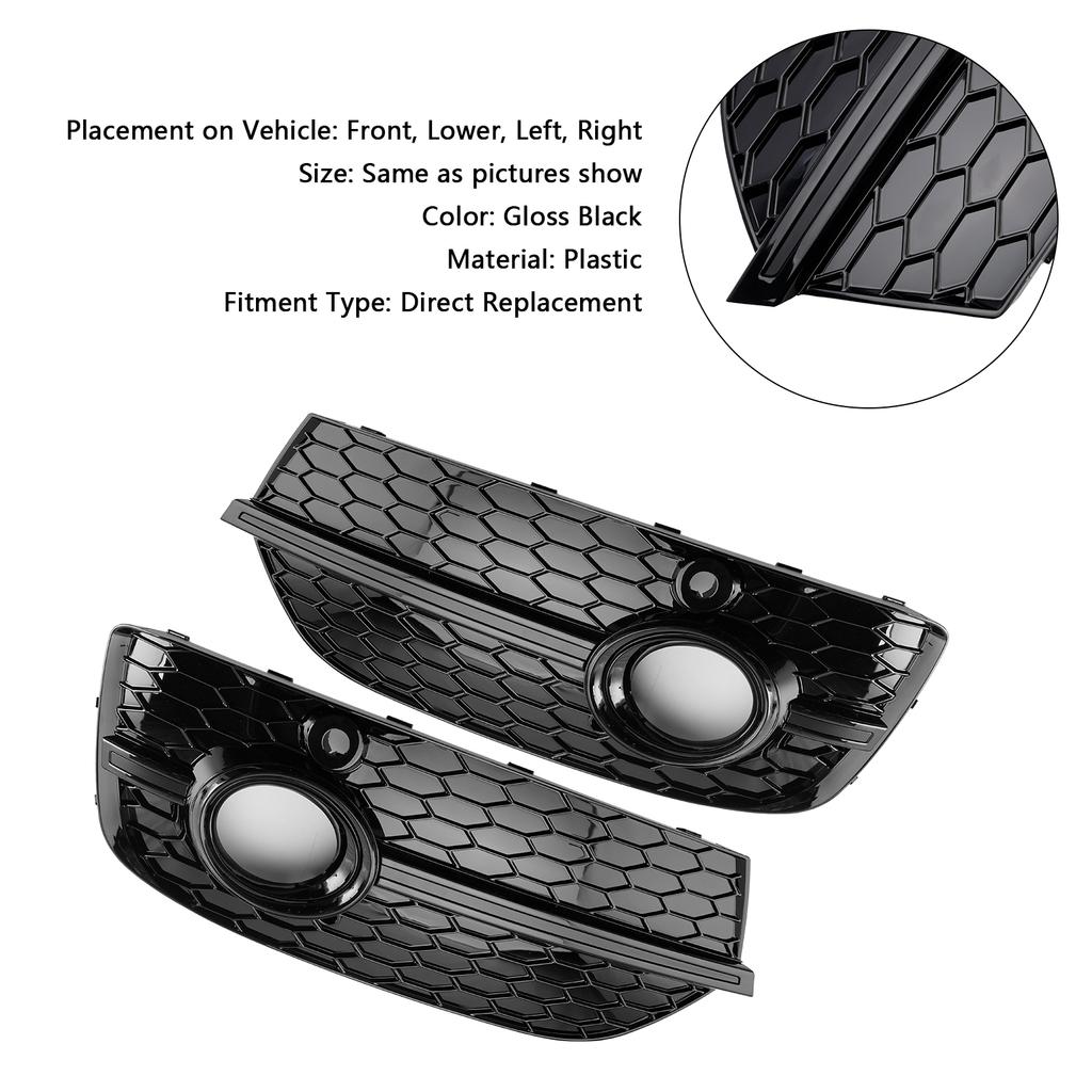 RSQ3 Style Honeycomb Front Fog Light Covers Fit Q3 2013-2015 Gloss Black
