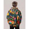 Boys' Hoodie - Tropical Hawaiian Totem and Flower Printed Hoodie, Long Sleeve Hoodie for Children, Children's Casual Wear, Bright Patterns