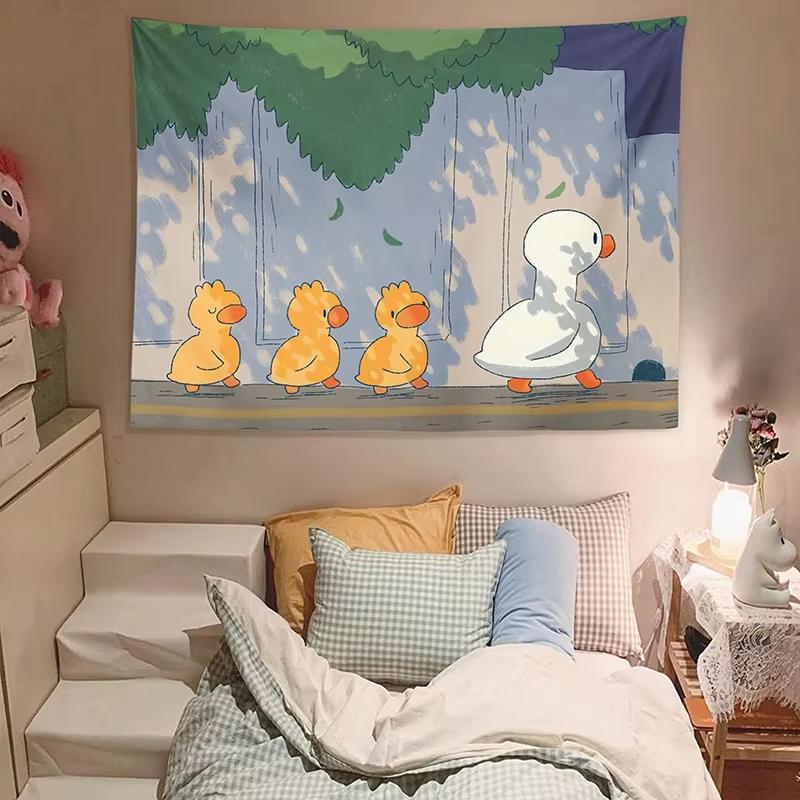 

VIKAMA Cute Duck Background Cloth Kawaii Room Decor Cartoon Girl Aesthetic Room Decor Tapestry Decoration Murale Chambre 74x94cm(29x37in)