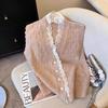 Lace Trim Patchwork Sweater Vest Spring Autumn Cardigan Knitted Vest Sleeveless Waistcoat Coat Top Short Style