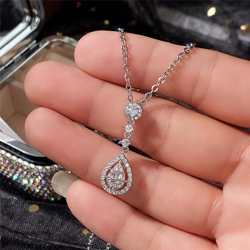 Huitan Newly Designed Wedding Accessories Women's Pendant Necklace with Brilliant CZ Temperament Sweet Bridal Marriage Jewelry
