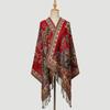 Ethnic Style Cashew Flower Polyester Long Scarf Retro Tassel Embroidered Cheongsam Scarf Travel Shawl Headscarf