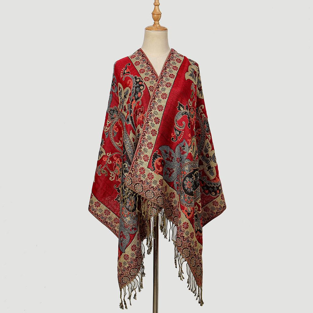 Etnický styl Květ kešu Polyesterová dlouhá šála Retro střapce Vyšívaná šála k čínskému oděvu Cheongsam Cestovní šátek Šátek na hlavu