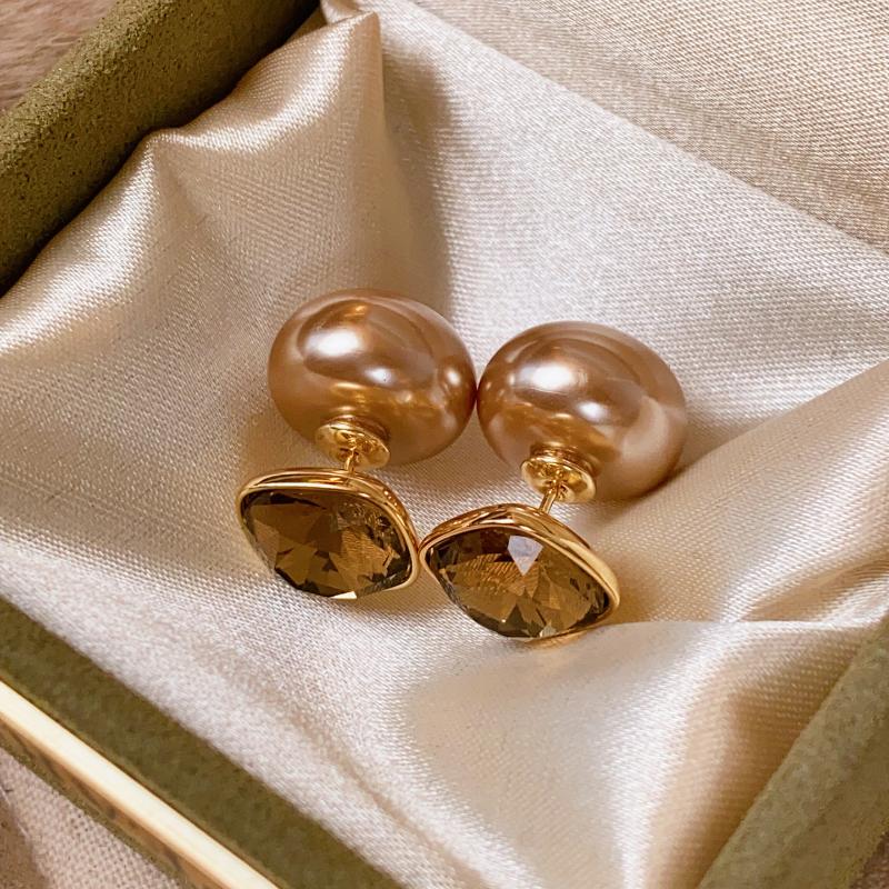 Luxury Champagne-Colored Pearl Square Earrings Women'S Personalized Two-Wear Style Earrings Jewelry Gifts