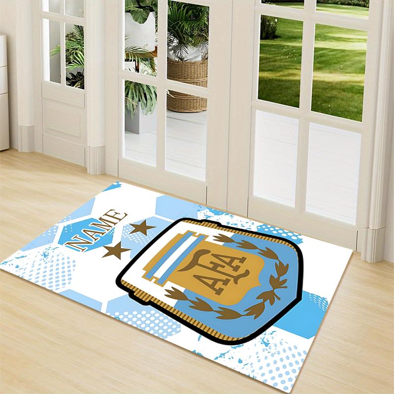 Custom Name Argentina Football Crest Carpet Rug Customizable Soft Washable Anti-Slip Home Living Room Sofa Mats Personalized Rug. 0909193