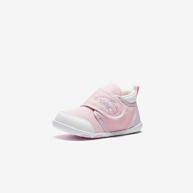 Anta Kids Synthetic Leather Fabric Trendy Non-Slip Lightweight Shock Absorbing Low-Top Walking Shoes Baby sneaker Pink White A22440069-1