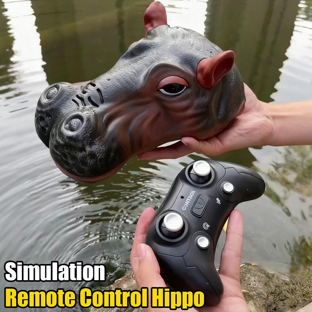 Non-Toxic Rc Boat Simulation Hippo Remote Control Toy Waterproof Electric Water Animal Cool Outdoor Swimming Pool Children'S Toys For Kids