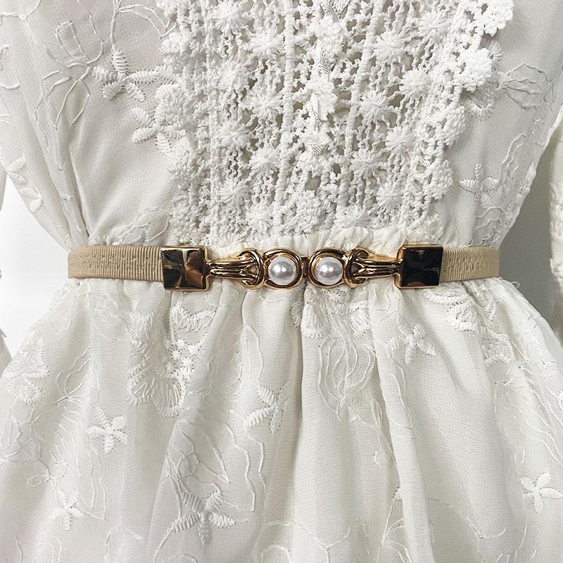 Retro PU Leather Ruched Skinny Waist Belt, Women's Fashion Accessory for Dress or Sweater, Versatile Elastic Stretch Waistband